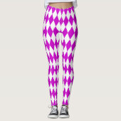 Purple White Harlequin Diamonds Checkers Design  レギンス (正面)