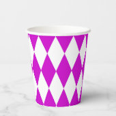 Purple White Harlequin Diamonds Checkers Design  紙コップ (裏面)