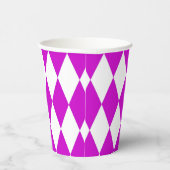 Purple White Harlequin Diamonds Checkers Design  紙コップ (右)
