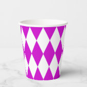 Purple White Harlequin Diamonds Checkers Design  紙コップ (正面)