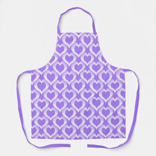 Purple White Hearts Pattern エプロン (正面)