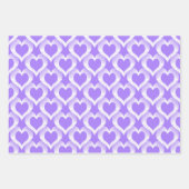 Purple White Hearts Pattern ラッピングペーパーシート (正面2)