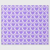 Purple White Hearts Pattern ラッピングペーパー (フラット)