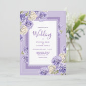 Purple White Hydrangeas Floral Wedding Invitation 招待状 (スタンド正面)