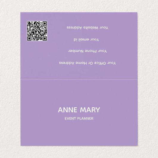 Purple White Lavender Violet Professional QR Code  名刺 (外部フラット)