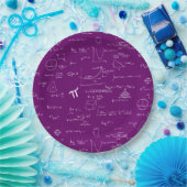 Purple White Math Equations Graphics Graduation ペーパープレート (パーティー)