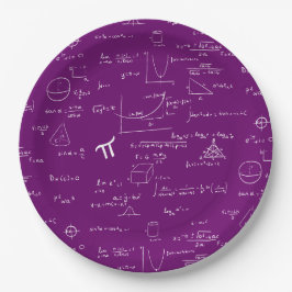 Purple White Math Equations Graphics Graduation ペーパープレート