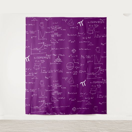Purple White Mathematic Formulas Equations タペストリー (正面)