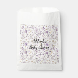 Purple White Moons & Stars Floral Baby Shower フェイバーバッグ