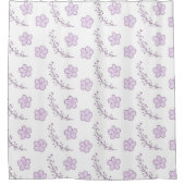 Purple White Pastel Floral Pattern Grandmillenial シャワーカーテン (正面)