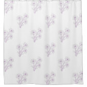 Purple White Pastel Floral Pattern Grandmillenial シャワーカーテン (正面)