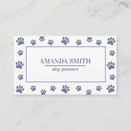 Purple White Paw Prints Dog Groomer Business Card 名刺