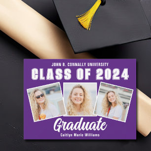 Purple White Photo Collage Class of 2025卒業生 案内状