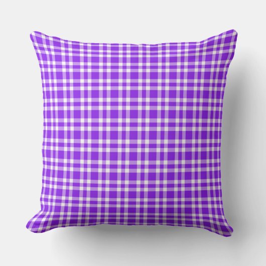 Purple White Plaid Pattern クッション (正面)