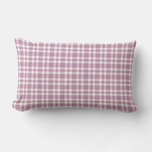 Purple White Plaid Pattern ランバークッション (正面)