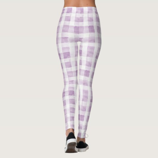 Purple White Plaid Stripes レギンス (裏面)