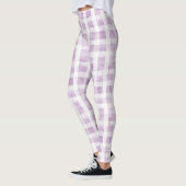 Purple White Plaid Stripes  レギンス (左)