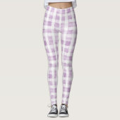 Purple White Plaid Stripes  レギンス (正面)
