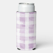 Purple White Plaid Stripes Birthday スリム缶クーラー (Seltzer裏面)