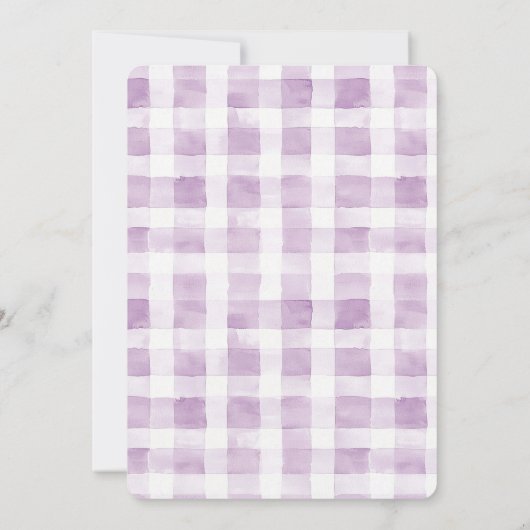 Purple White Plaid Stripes Birthday 招待状 (裏面)