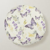 Purple White Polka Dots ラウンドクッション (裏面)