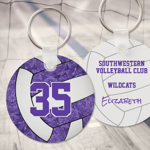 purple white school team colors girls volleyball キーホルダー