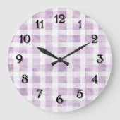 Purple White Stripes Baby Shower ラージ壁時計 (正面)