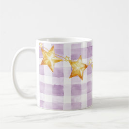 Purple White Stripes Gold Stars Baby Shower コーヒーマグカップ
