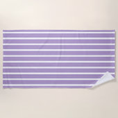Purple White Stripes Seamless Pattern ビーチタオル (正面)