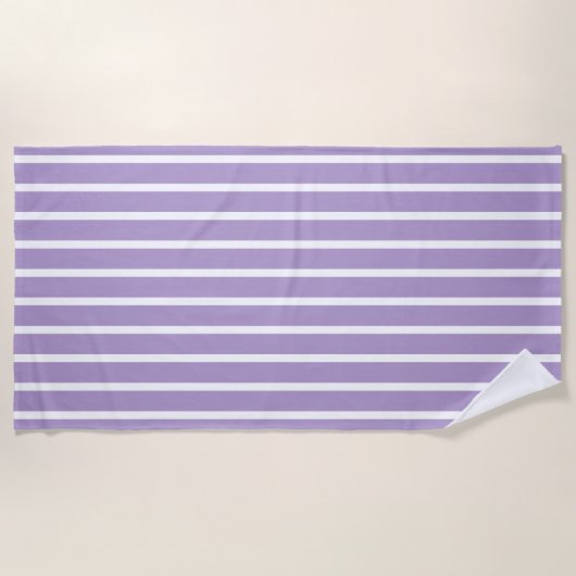 Purple White Stripes Seamless Pattern ビーチタオル (正面)