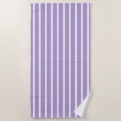 Purple White Stripes Seamless Pattern ビーチタオル (正面)