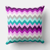 Purple White Teal Chevrons Big Throw Pillow クッション (裏面)