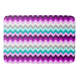 Purple White Teal Chevrons Large Bath Mat バスマット