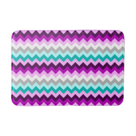 Purple White Teal Chevrons Medium Bath Mat バスマット
