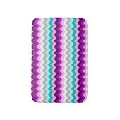 Purple White Teal Chevrons Small Bath Mat バスマット (正面縦)