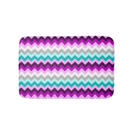 Purple White Teal Chevrons Small Bath Mat バスマット