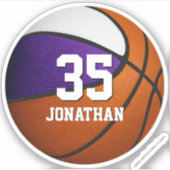purple white team colors boys basketball シール (正面)