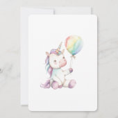 Purple White Unicorn Balloon Birthday 招待状 (裏面)
