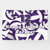 purple white volleyballs kids birthday party 横断幕 (横)