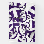 purple white volleyballs kids birthday party 横断幕 (縦)