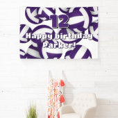 purple white volleyballs kids birthday party 横断幕 (インサイチュ)