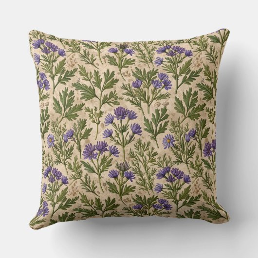 Purple Wild Asters Botanical クッション (裏面)
