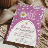 Purple Wild One Daisy 1st Birthday Invitation 招待状