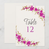 Purple Wild Trumpet Flower Wedding Table Number 招待状 (正面/裏面)