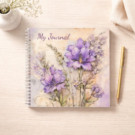 Purple Wildflower Aesthetic Writing Journal ノートブック