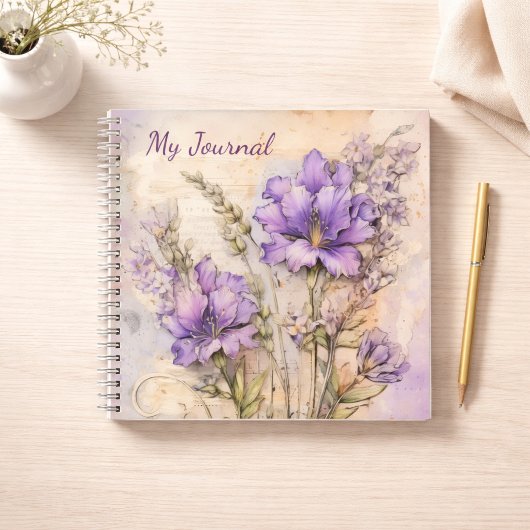 Purple Wildflower Aesthetic Writing Journal ノートブック