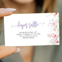 Purple wildflower baby in bloom diaper raffle エンクロージャーカード