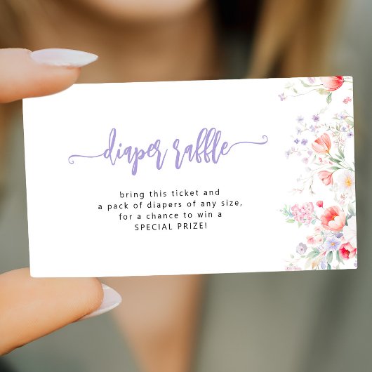 Purple wildflower baby in bloom diaper raffle エンクロージャーカード