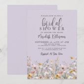 Purple Wildflower Bridal Shower 招待状 (正面/裏面)