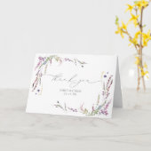 Purple Wildflower Calligraphy Wedding Thank You カード (黄色い花)